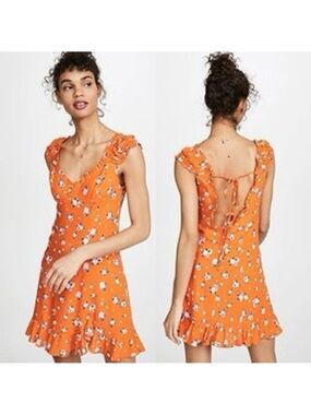 Floral Orange Ruffle Dress